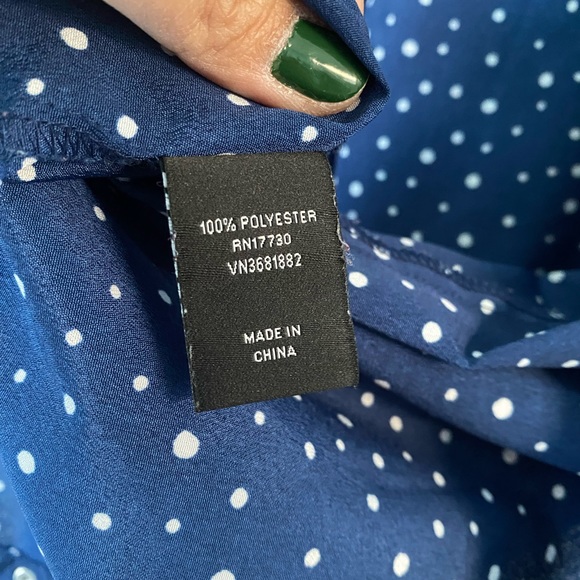 Jason Wu Target Blue Polka Dot Puff Sleeve Button Down Bow Necktie Blouse - Picture 8 of 9
